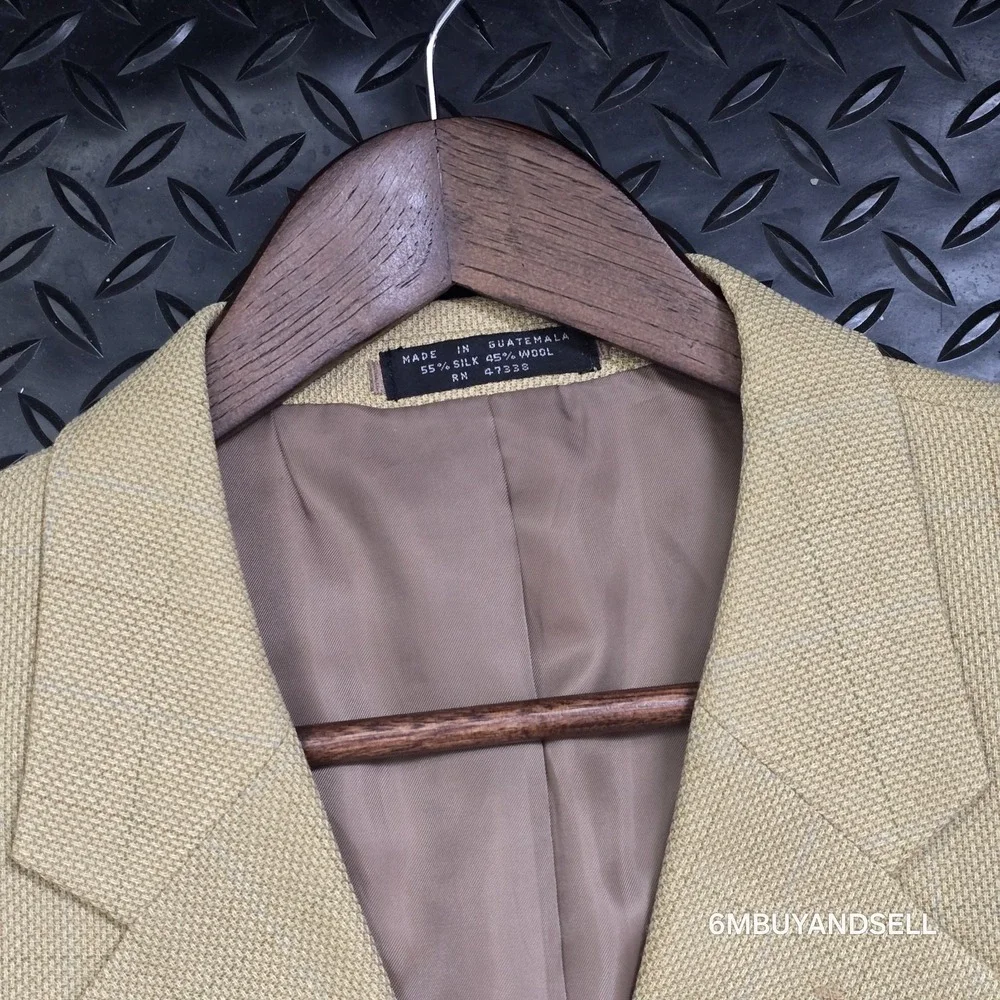 Jones New York‎ Silk Wool Blazer 44R Tan Sport Coat Classic Tailored Jacket